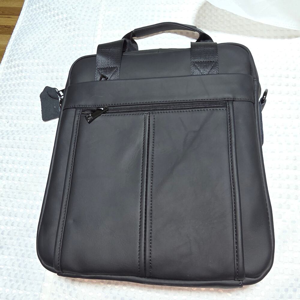 MENS BLACK LEATHER GENUINE COW HIDE CROSSBODY BAG